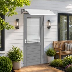 Door Canopy Awning: 120 x 75 cm Grey Polycarbonate