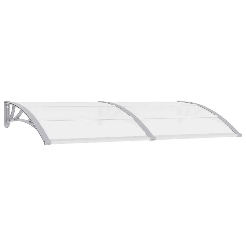 Door Canopy Awning Shelter for Doorway and Window Grey Transparent Polycarbonate 200x75cm