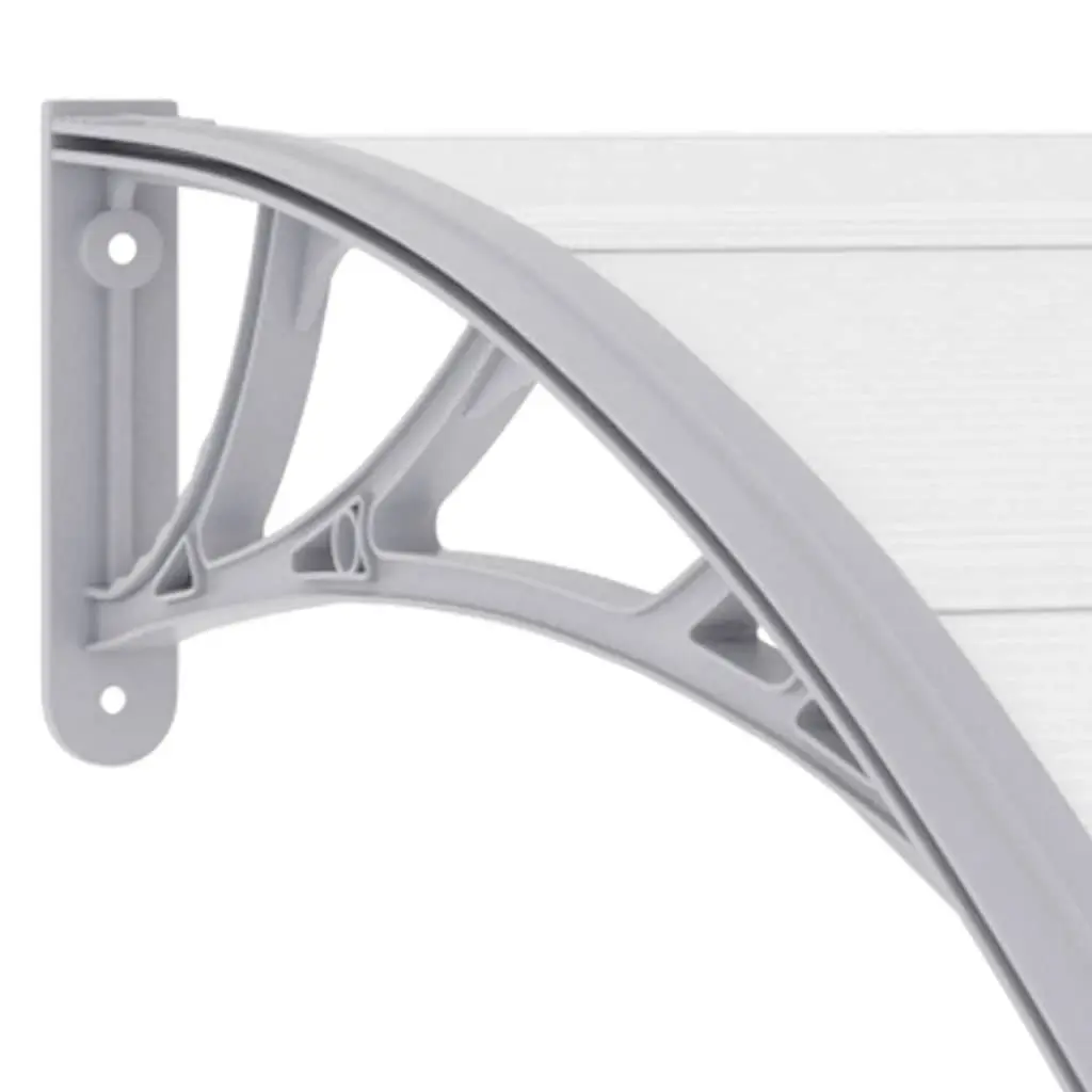 Door Canopy Awning Shelter for Doorway and Window Grey Transparent Polycarbonate 200x75cm