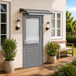 120x75cm Door Canopy Black - Outdoor Awning Details