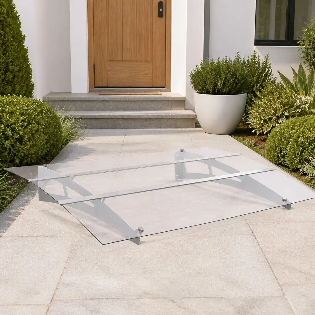 Door Canopy Polycarbonate Window Awning Outdoor Weather Protection 120x90cm