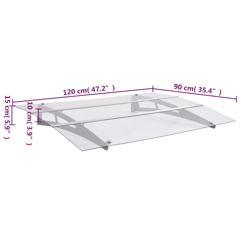 Door Canopy Polycarbonate Window Awning Outdoor Weather Protection 120x90cm