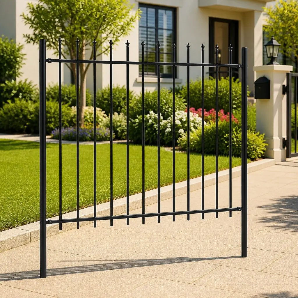 Garden Fence Panel Outdoor 181x150 cm Steel Posts Decorative