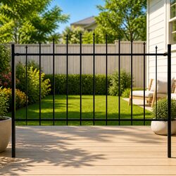 Steel Garden Fence Panel Black 170x150 cm Specifications