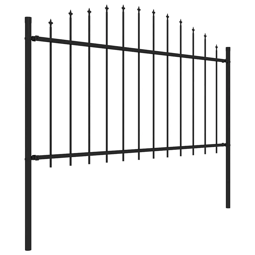 Steel Garden Fence Panel Black 170cm x 150cm Outdoor Security Barrier