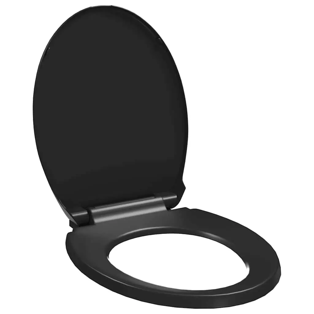 Toilet Seat Standard Bowl Black Soft Close Quick Release Bathroom Fixture