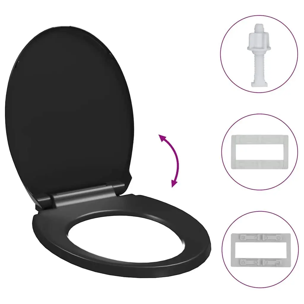 Toilet Seat Standard Bowl Black Soft Close Quick Release Bathroom Fixture