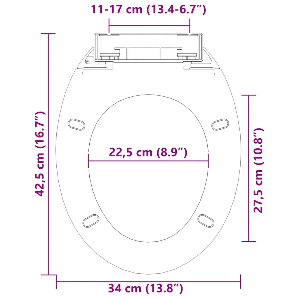 Toilet Seat Standard Bowl Black Soft Close Quick Release Bathroom Fixture