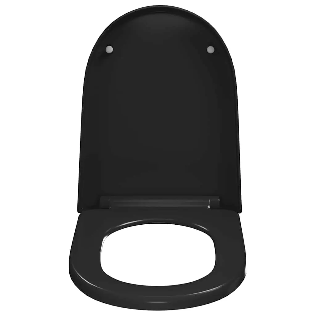 Toilet Seat Black Quick Release Soft Close Standard Bowl Size Bathroom