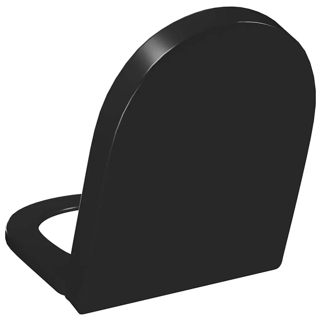 Toilet Seat Black Quick Release Soft Close Standard Bowl Size Bathroom