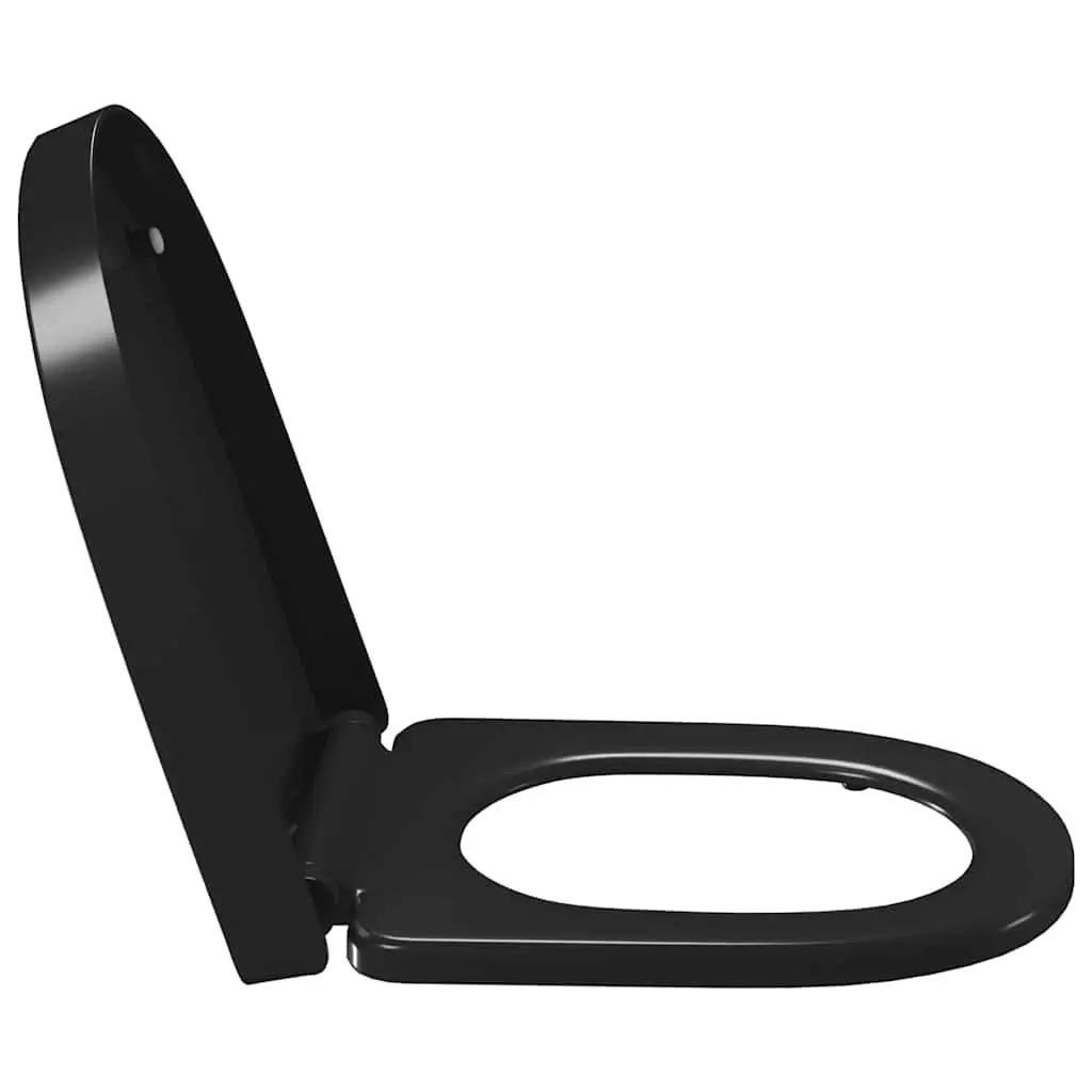 Toilet Seat Black Quick Release Soft Close Standard Bowl Size Bathroom