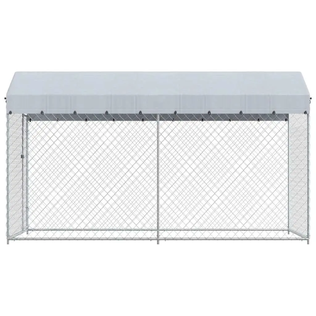 Large Chain Link Dog Kennel with Canopy