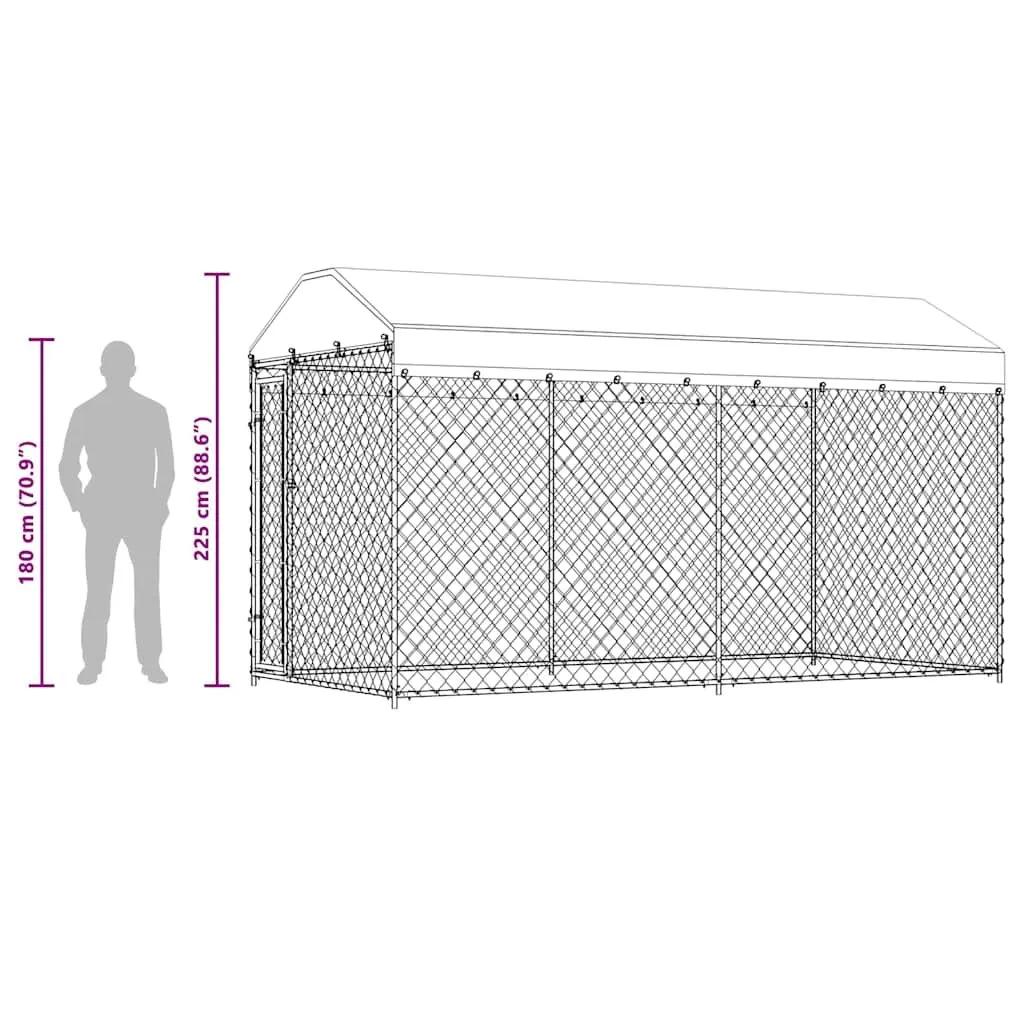 Large Chain Link Dog Kennel with Canopy