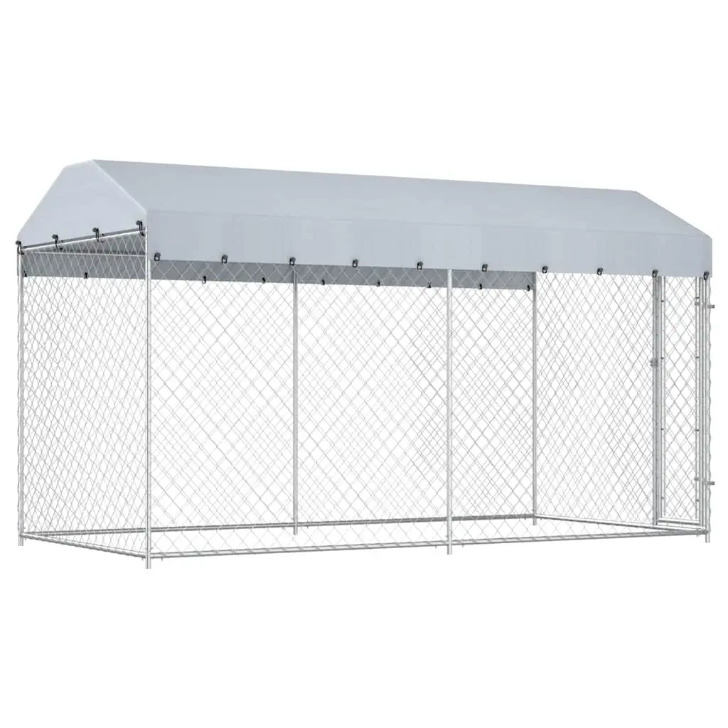 Large Chain Link Dog Kennel with Canopy