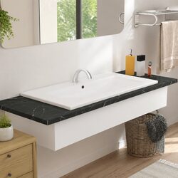 Ceramic Bathroom Sink with Dimensions 81x39.5x18.5 cm, White