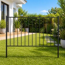 Specifications for Steel Garden Fence Panel with Posts 1.7x1m Black