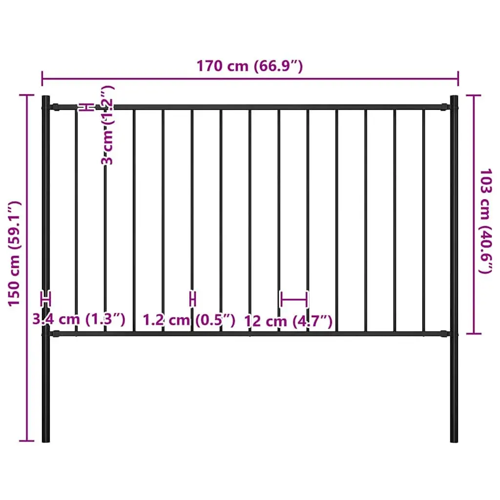 Steel Fence Panel Garden 1.7x1m Black