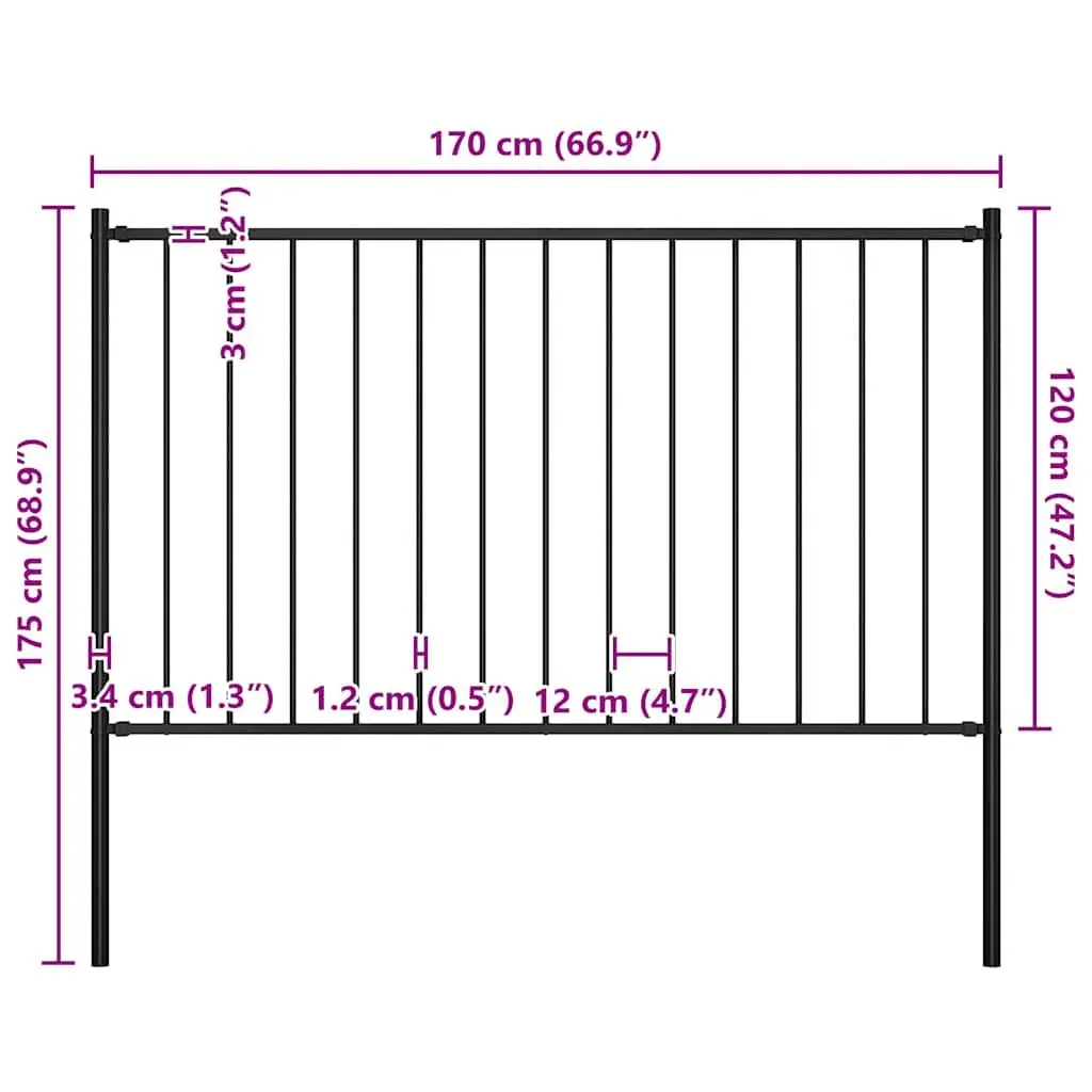 Garden Fence Panel Steel Barrier 1.7 x 1.25 m