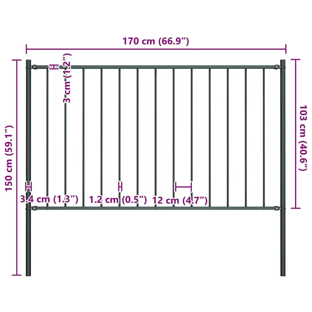 Steel Fence Panel Garden 1.7 x 1 m Anthracite Outdoor
