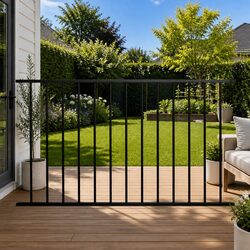 Steel Garden Fence Panel 1.7 m x 1 m - Black
