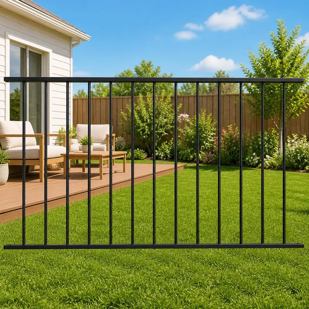 Steel Fence Panel for Garden 1.7 x 1.17 m Black Outdoor Screening