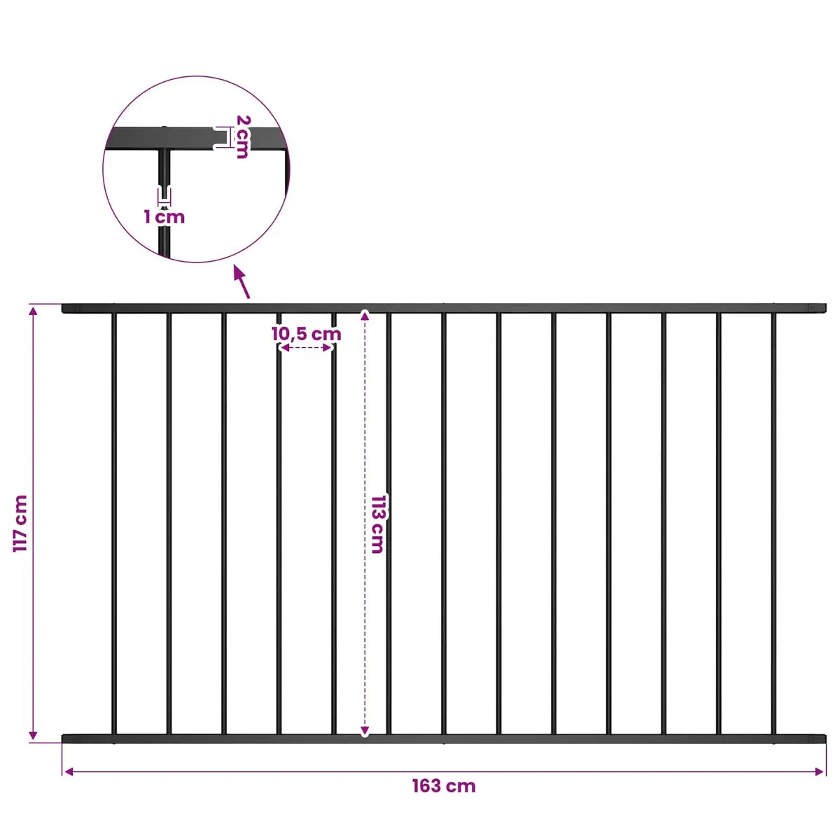 Steel Fence Panel for Garden 1.7 x 1.17 m Black Outdoor Screening