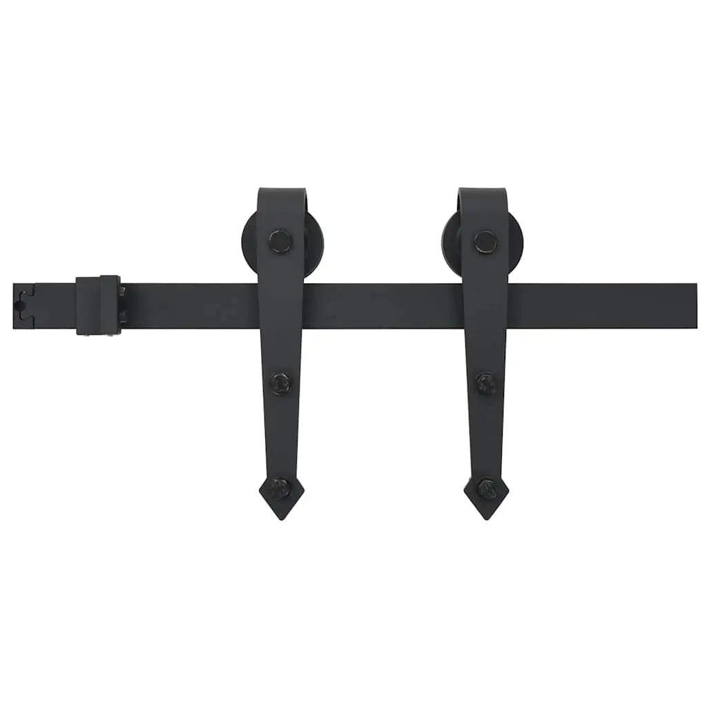 Sliding Door Hardware Kit 200cm Track Rail Roller Barn Kitchen Study Black