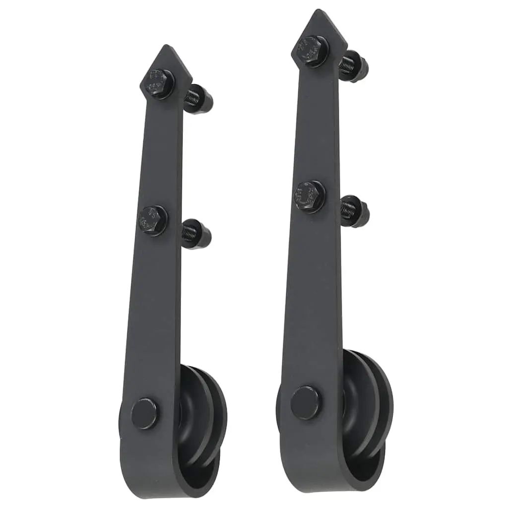Sliding Door Hardware Kit 200cm Track Rail Roller Barn Kitchen Study Black