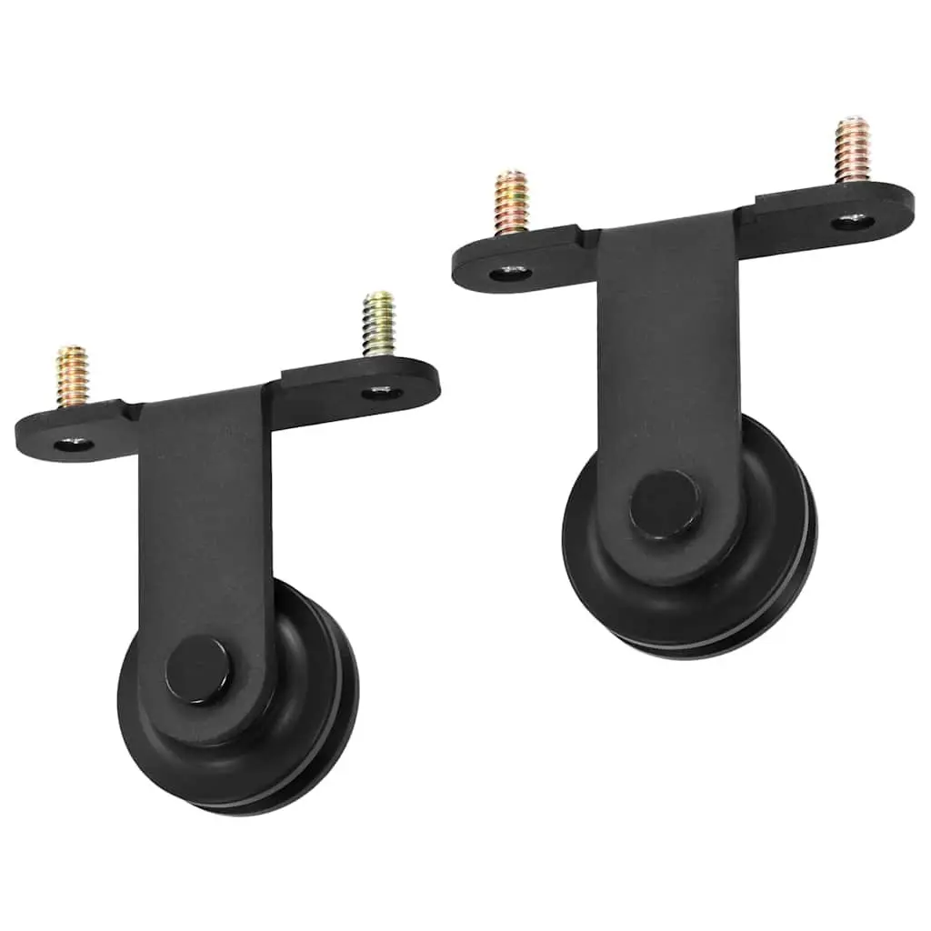 Sliding Door Hardware Kit Indoor Barn 183cm Track Rail System Steel Black
