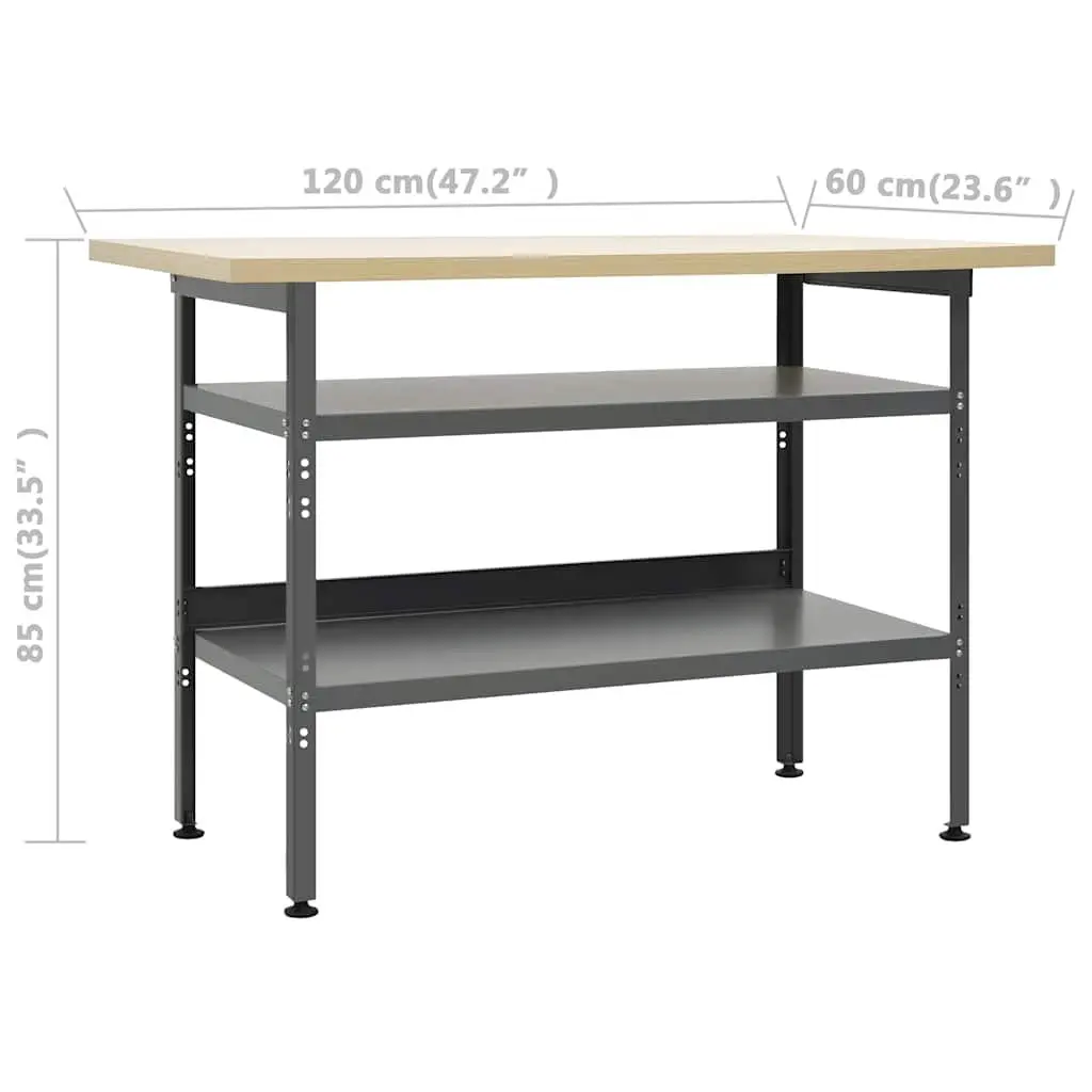 Heavy-Duty Workbench for Garage Workshop 120x60x85cm Steel