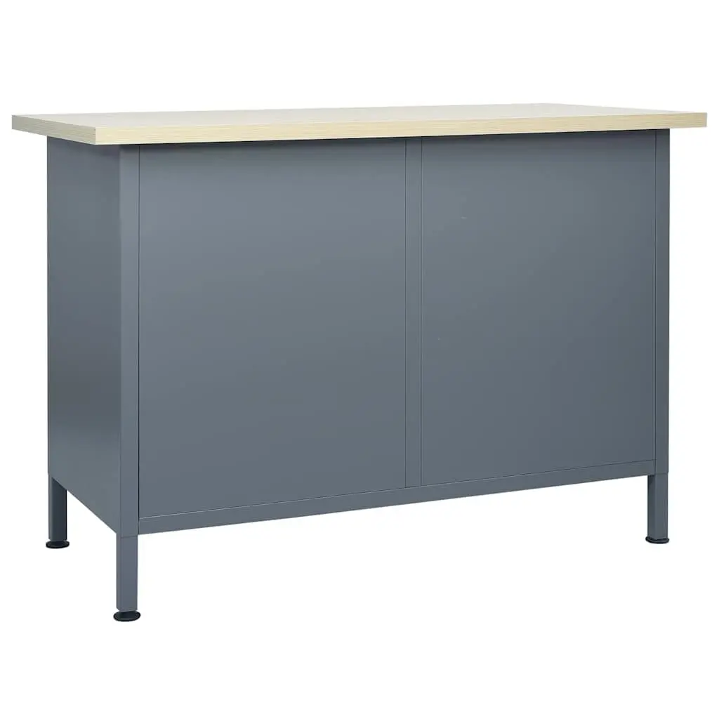 Heavy Duty Workbench for Workshop 120x60x85 cm with 2 Drawers and Lockable Cabinets