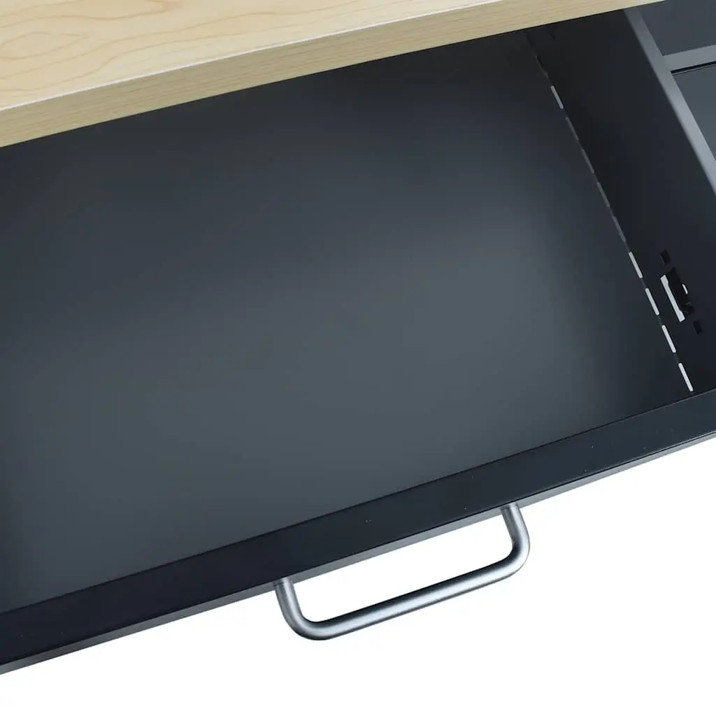 Heavy Duty Workbench for Workshop 120x60x85 cm with 2 Drawers and Lockable Cabinets