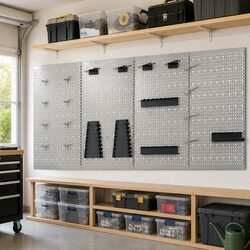 Organiser Boards Set: 4 Durable Pegboards, 40x58 cm Grey