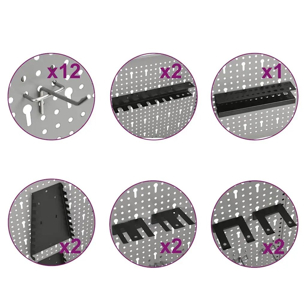 Wall-mounted Peg Boards Tool Storage Organisation 40x58 cm Grey