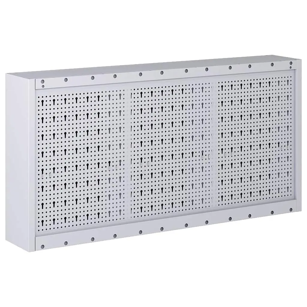 Wall Mounted Tool Cabinet for Workspace or Home Industrial Style Metal Storage Organizer Grey Black