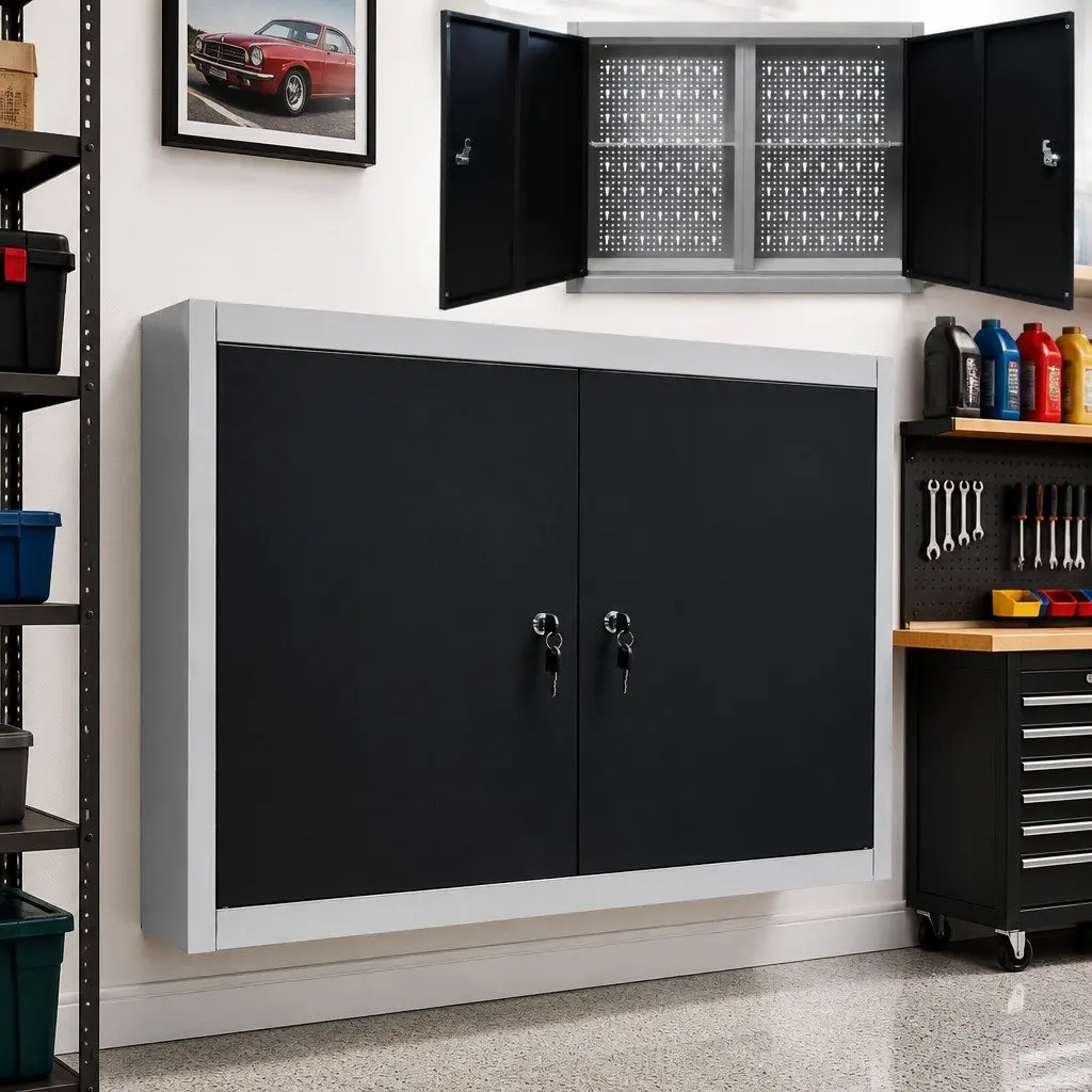 Wall Mounted Tool Cabinet with Lockable Doors