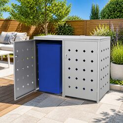 Specifications of Double Wheelie Bin Shed 240L Silver Enclosure