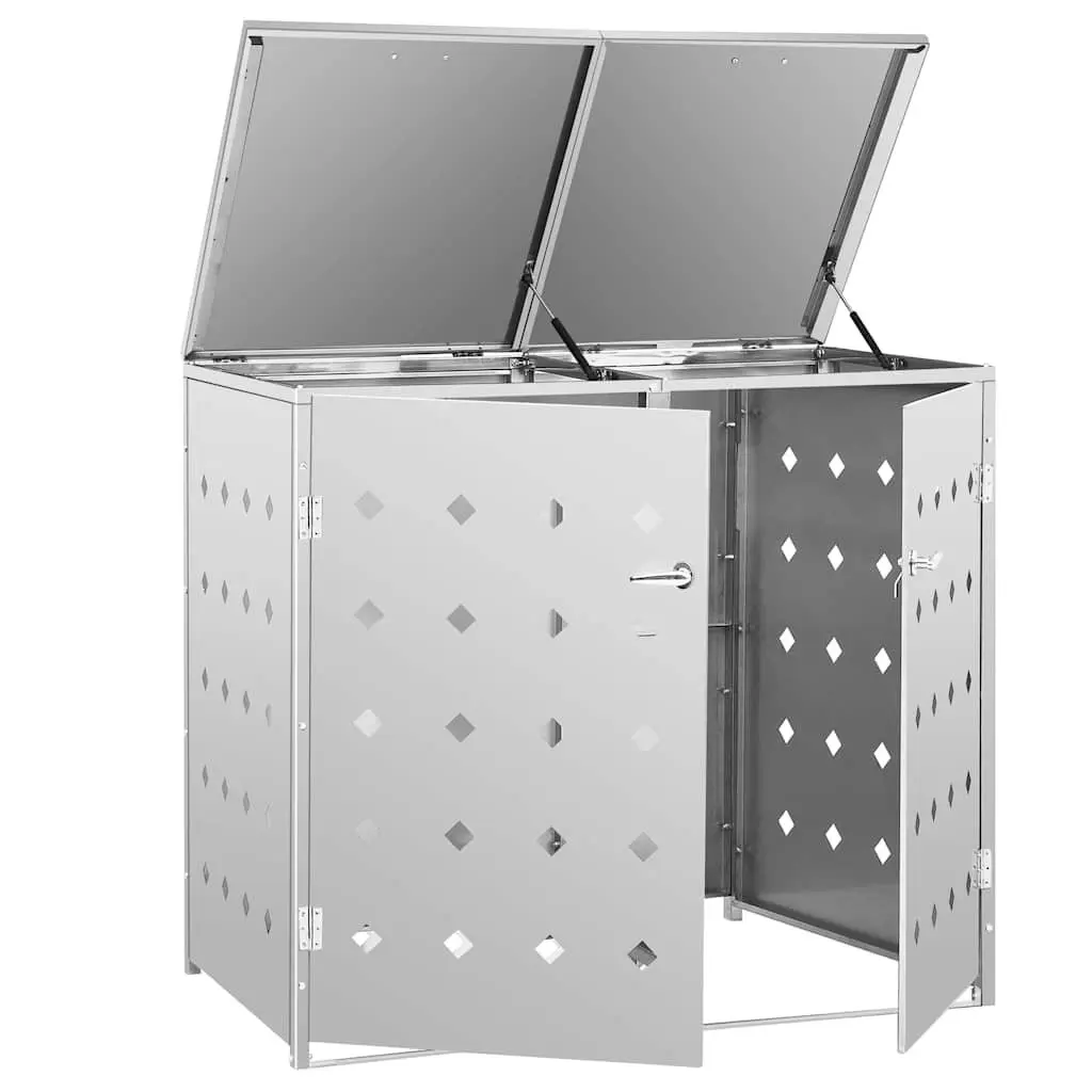 Double Wheelie Bin Shed for Garden 240L Stainless Steel