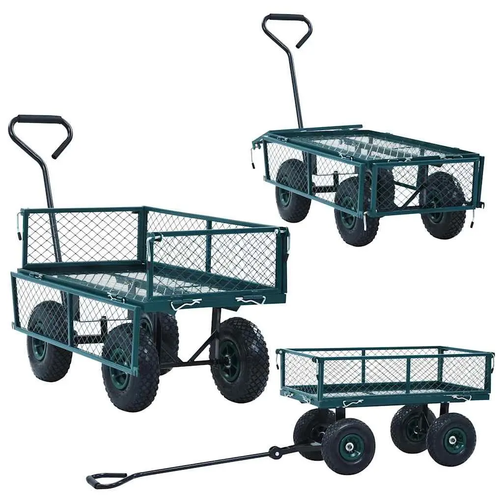 Garden Hand Trolley for Outdoor Use Heavy-Duty Steel Construction with Pneumatic Wheels