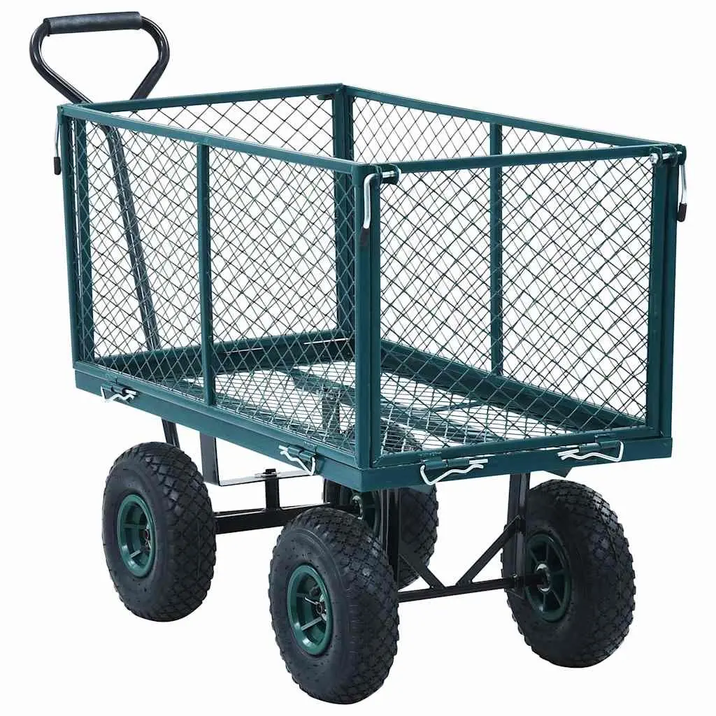Garden Hand Trolley Outdoor Use Heavy Duty Steel Cart Green