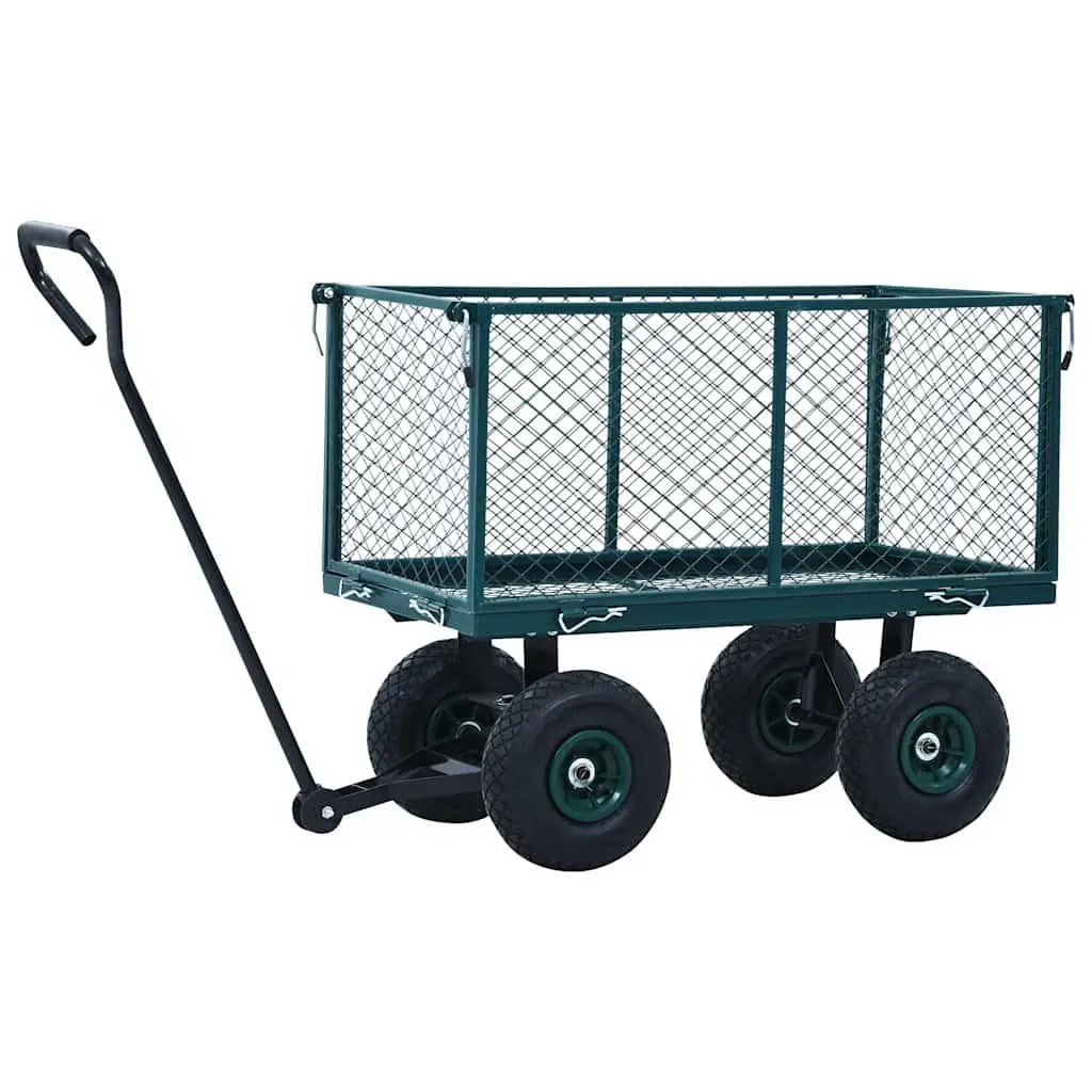 Garden Hand Trolley Outdoor Use Heavy Duty Steel Cart Green