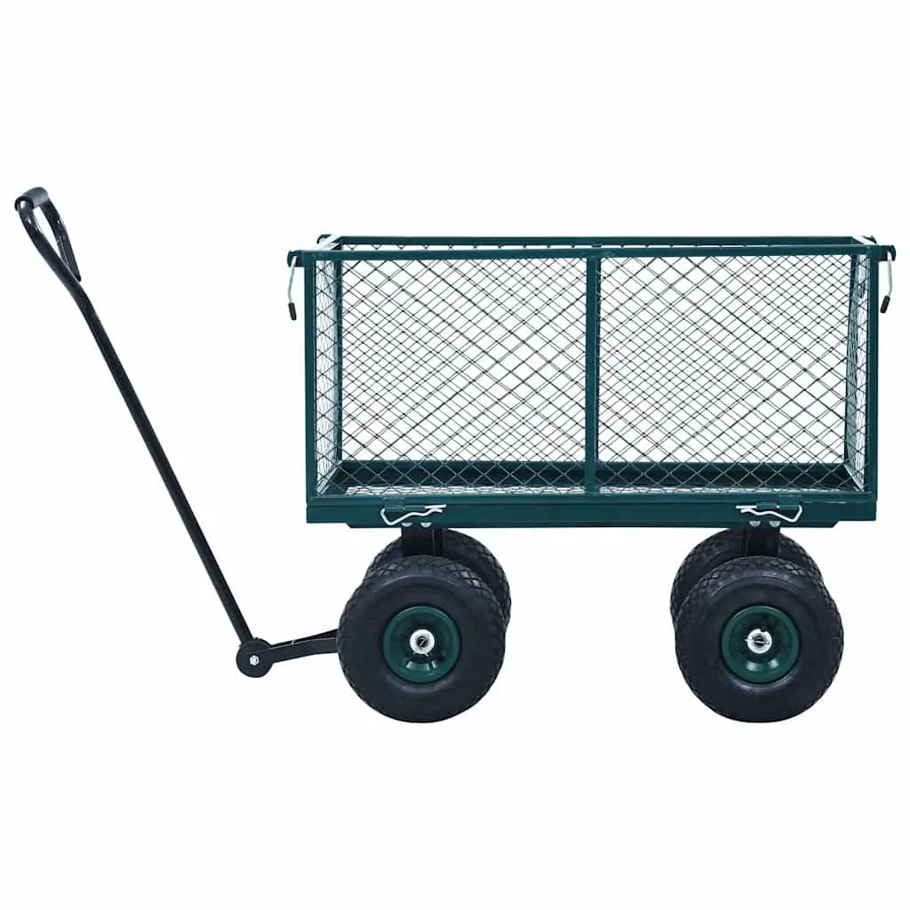 Garden Hand Trolley Outdoor Use Heavy Duty Steel Cart Green