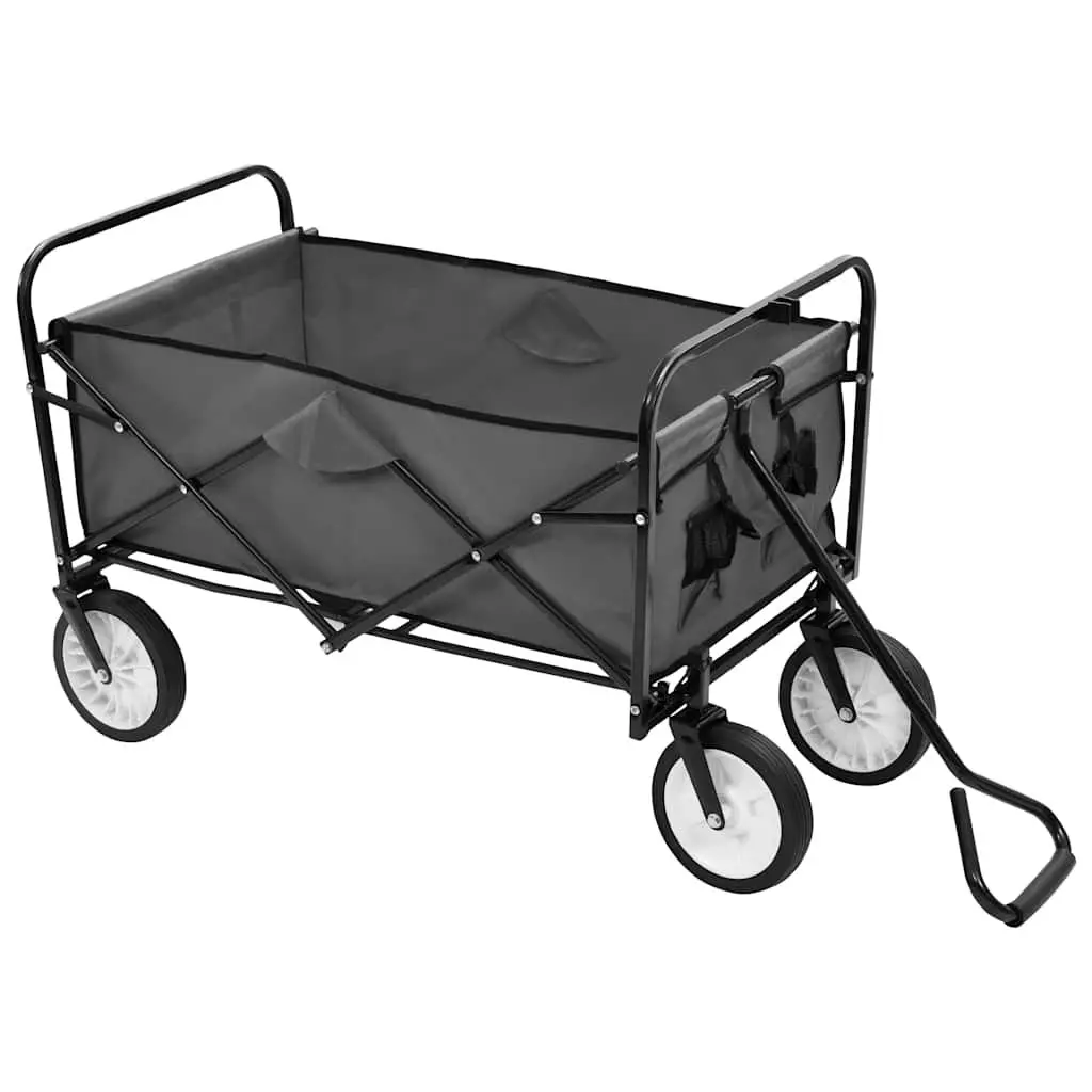 Folding Hand Trolley Garden Wagon Steel Frame Oxford Fabric 75kg Capacity