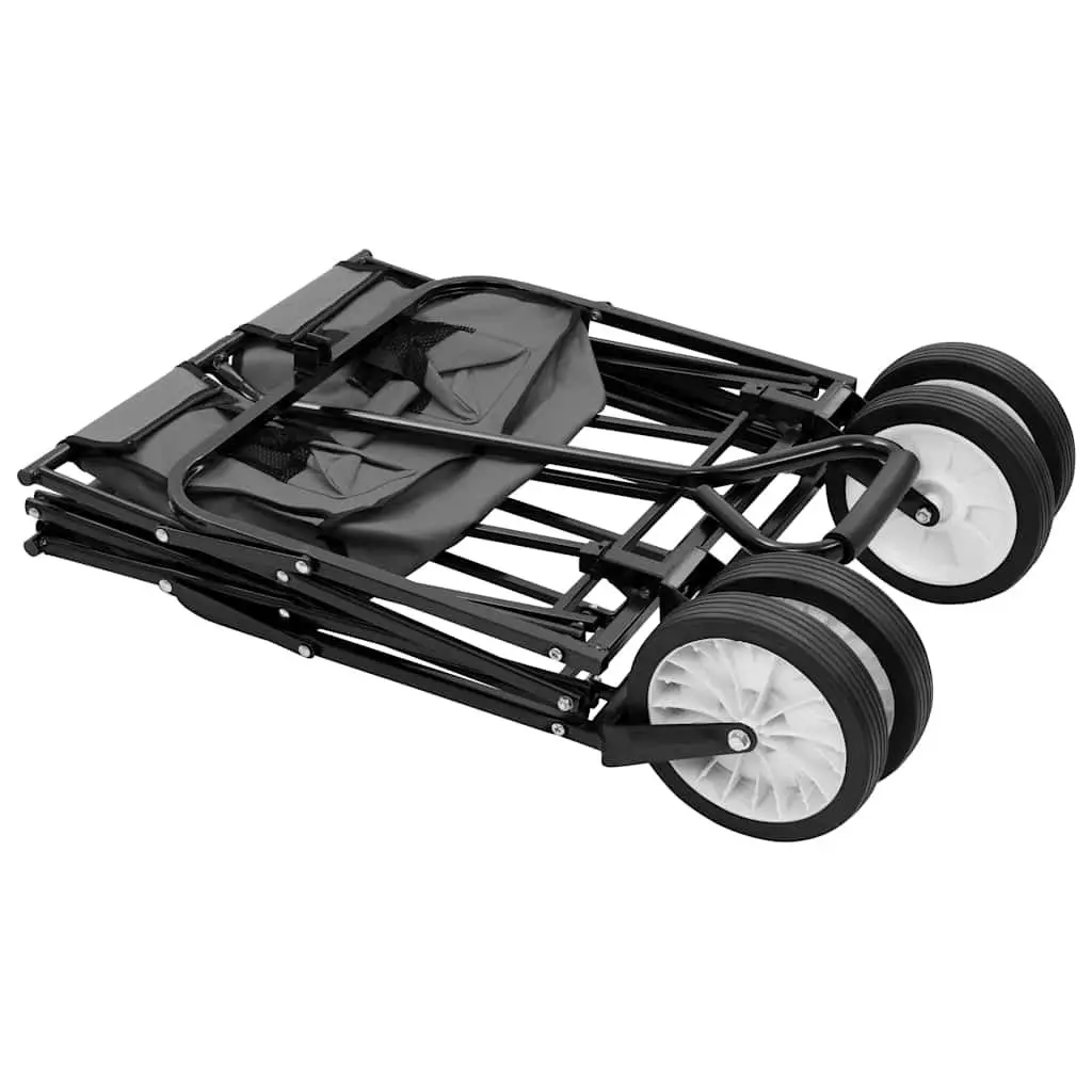 Folding Hand Trolley Garden Wagon Steel Frame Oxford Fabric 75kg Capacity