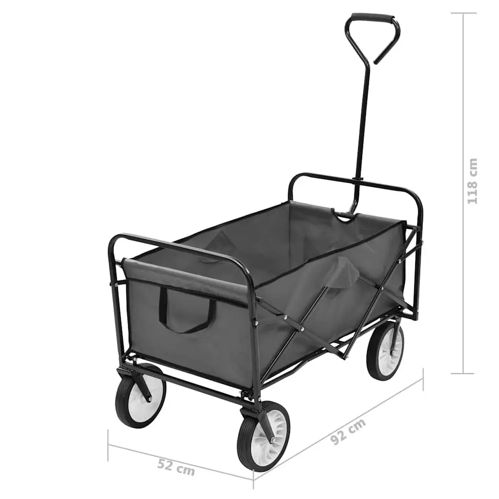 Folding Hand Trolley Garden Wagon Steel Frame Oxford Fabric 75kg Capacity