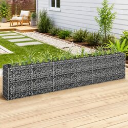 Raised Garden Bed Gabion Planter Silver Steel Wire Mesh Border Edging