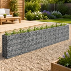 Gabion Raised Bed Specifications: Silver Galvanised Steel 450x30x90cm