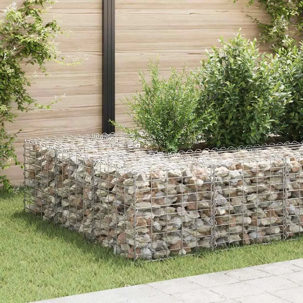Cube Gabion Raised Bed Steel Wire Garden Planter 50x50x50cm Silver Border