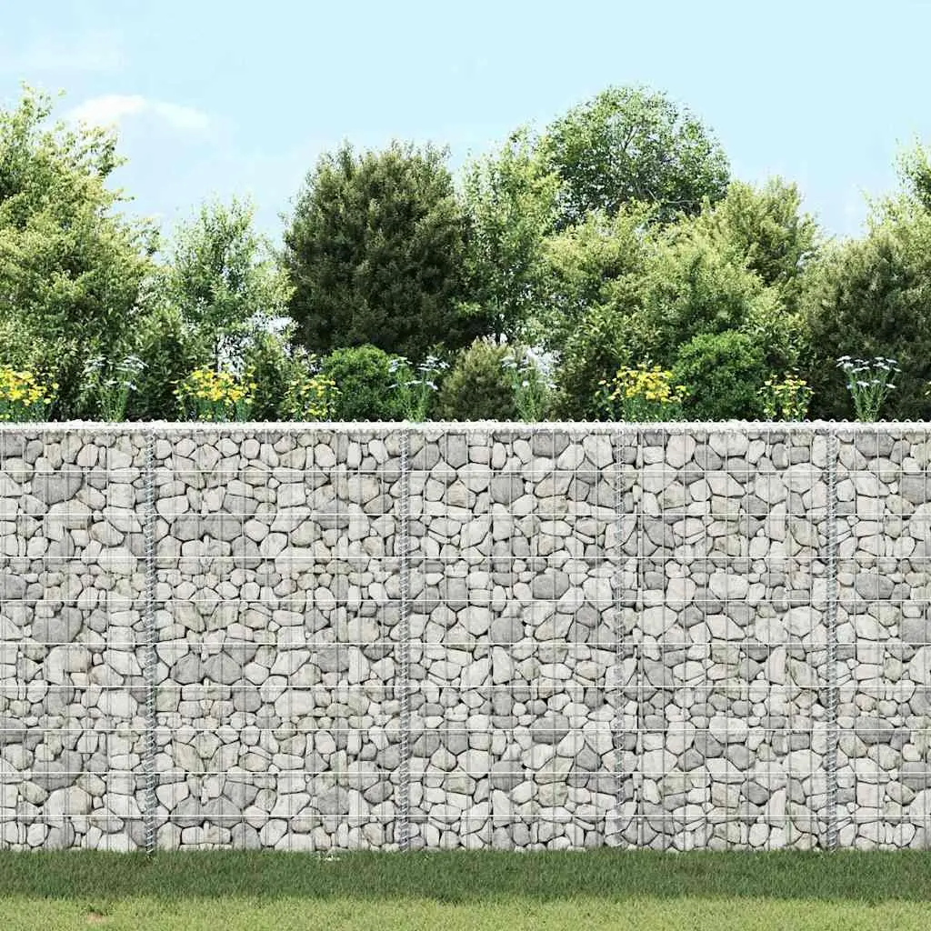 Gabion Raised Bed Garden Planter Outdoor Patio Trapezium Shape Silver Galvanised Steel 100 x 20 x 100 cm
