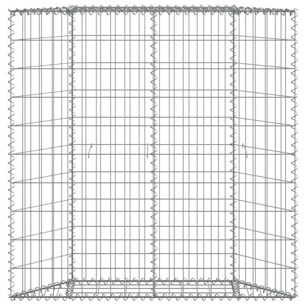 Gabion Raised Bed Garden Planter Outdoor Patio Trapezium Shape Silver Galvanised Steel 100 x 20 x 100 cm